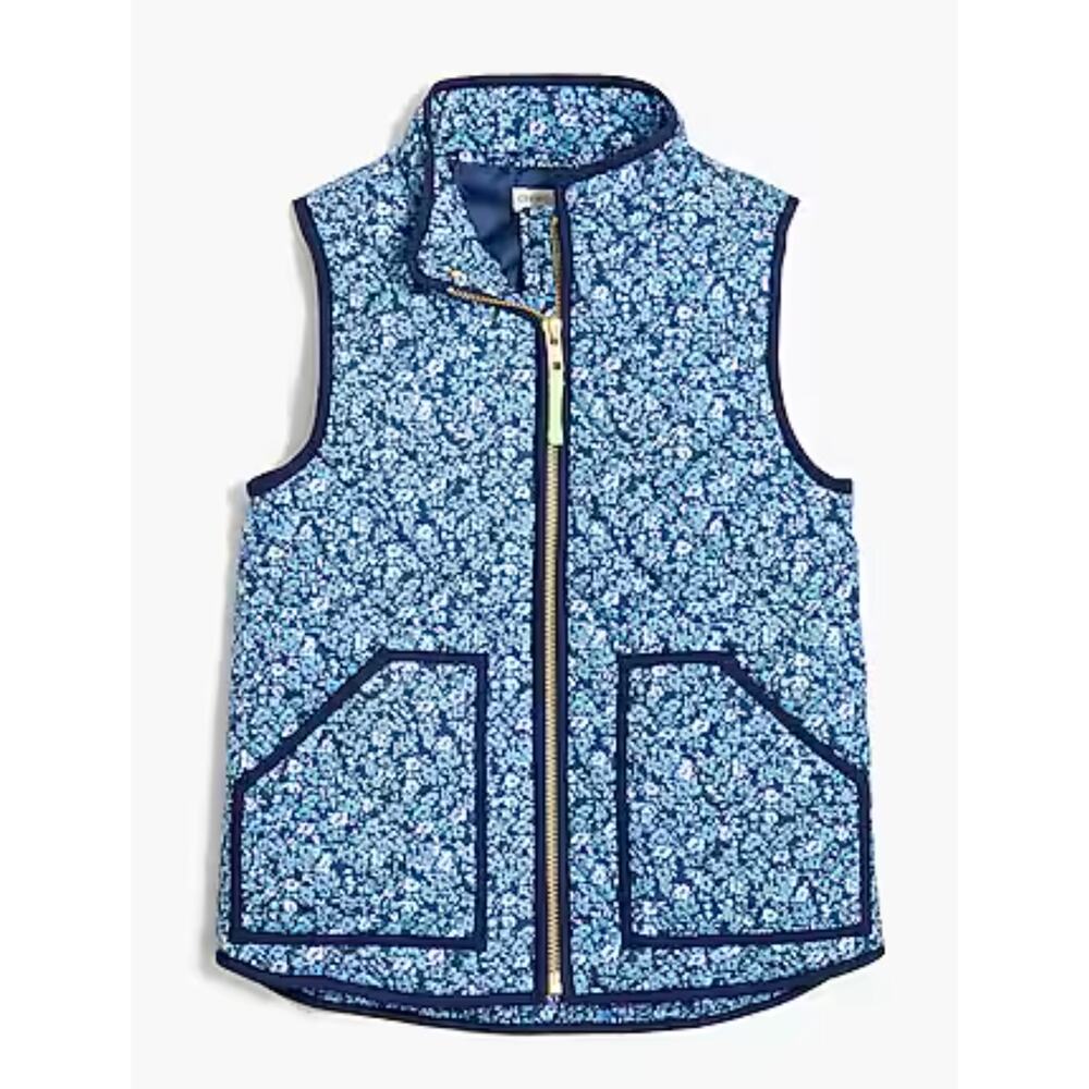 Crewcuts Factory | Girls Floral Quilted Vest Antique Navy Blue |‎ Sz M